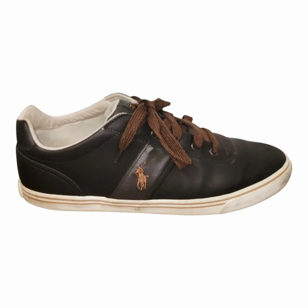 Polo Ralph Lauren Hanford Men's Size 15D Brown Leather Lace Up Casual Sneakers